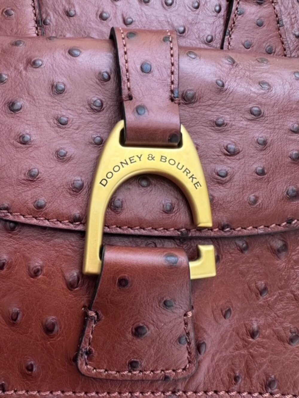 Dooney & Bourke Ostrich Embossed Leather Domed Satchel | Cognac | New with Tags - Picture 10 of 15